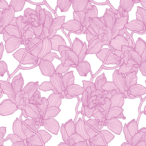 Sömlös orkidéer blommor mönster — Stock vektor