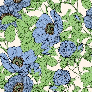 çiçek gül ile seamless modeli şıklığı