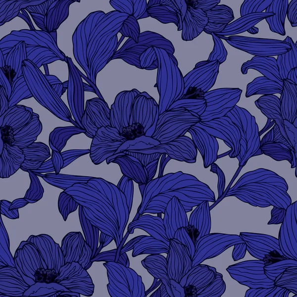 Nahtloses Muster mit Blütenlilie — Stockvektor