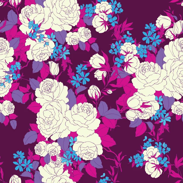 エレガンス花バラでシームレスなパターン — ストックベクタ