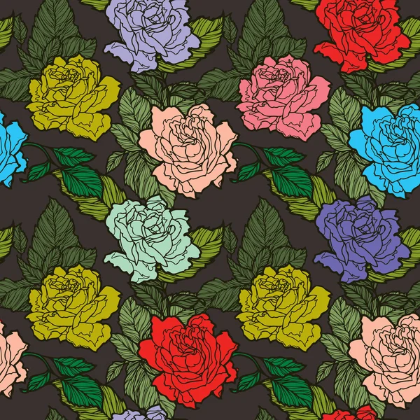 Elegans seamless mönster med blommor rosor — Stock vektor