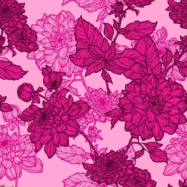 Modèle sans couture avec des fleurs de chrysanthème — Image vectorielle