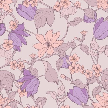 çiçekler Manolya ve Lale ile Seamless Modeli