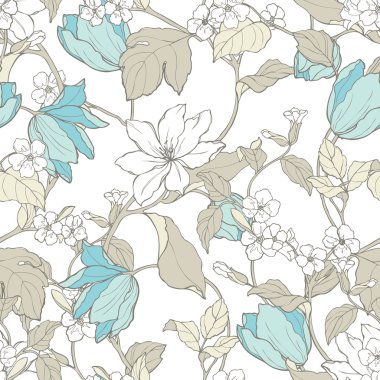 çiçekler Manolya ve Lale ile Seamless Modeli