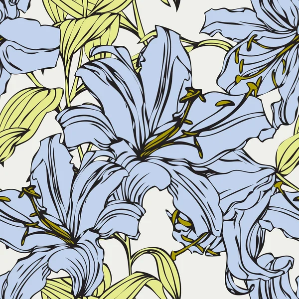 Seamless pattern with flowers lily — Stock Vector