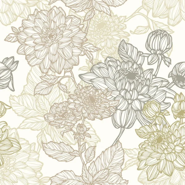 Бесшовный узор с цветками хризантемы — стоковый вектор