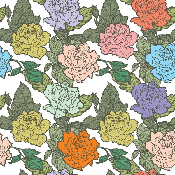 Seamless pattern with flowers roses — Stock Vector