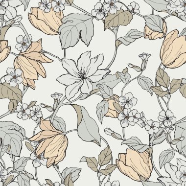 çiçekler Manolya ve Lale ile Seamless Modeli