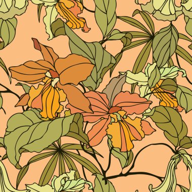 Çiçek orkide ile Seamless Modeli