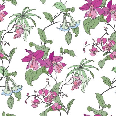 Çiçek orkide ile Seamless Modeli