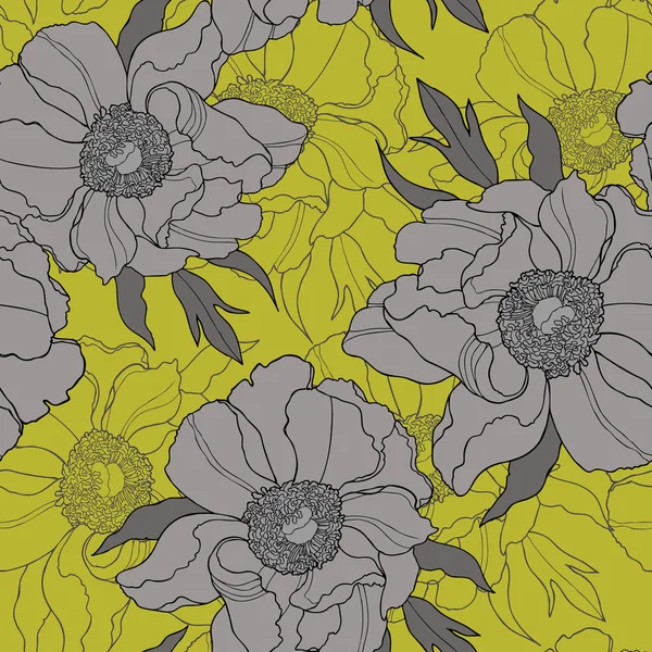 Motif sans couture avec des fleurs coquelicots et marguerites, illustration florale vectorielle — Image vectorielle