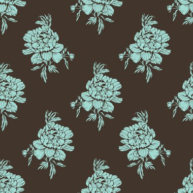 Çiçekler peonies, vektör çiçek çizim ile Seamless Modeli