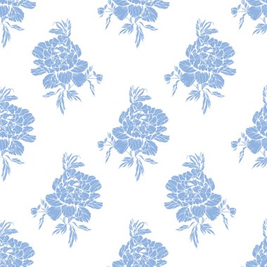 Çiçekler peonies, vektör çiçek çizim ile Seamless Modeli