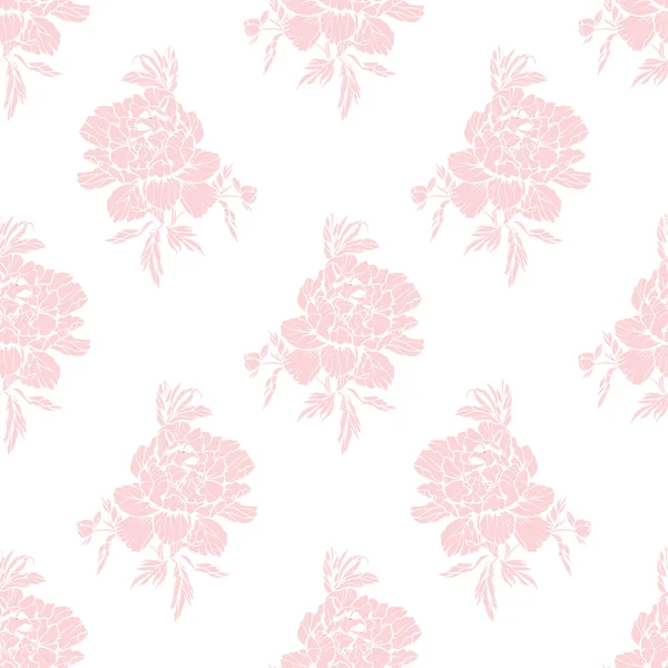 Χωρίς ραφή πρότυπο με λουλούδια peonies, floral εικονογράφηση φορέας — Διανυσματικό Αρχείο