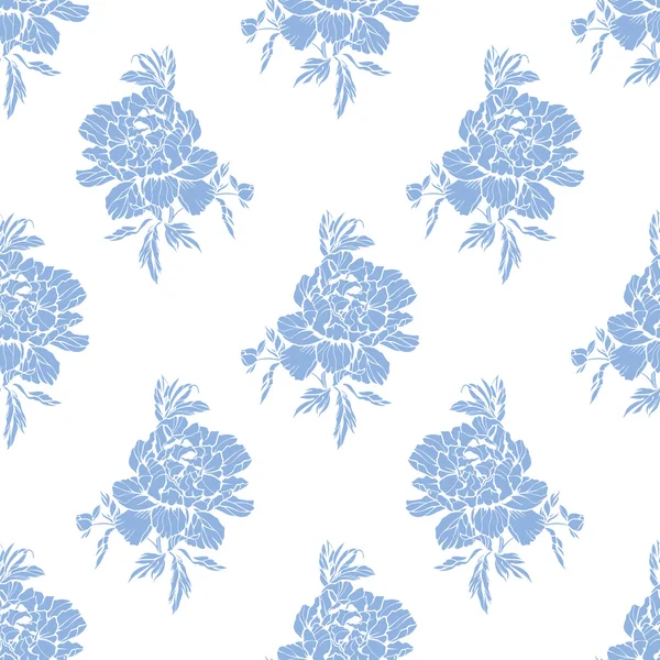 Nahtloses Muster mit Blumen Pfingstrosen, Vektor florale Illustration — Stockvektor