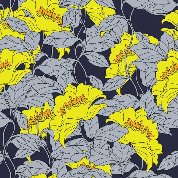 Motif sans couture avec ornement, illustration florale vectorielle — Image vectorielle