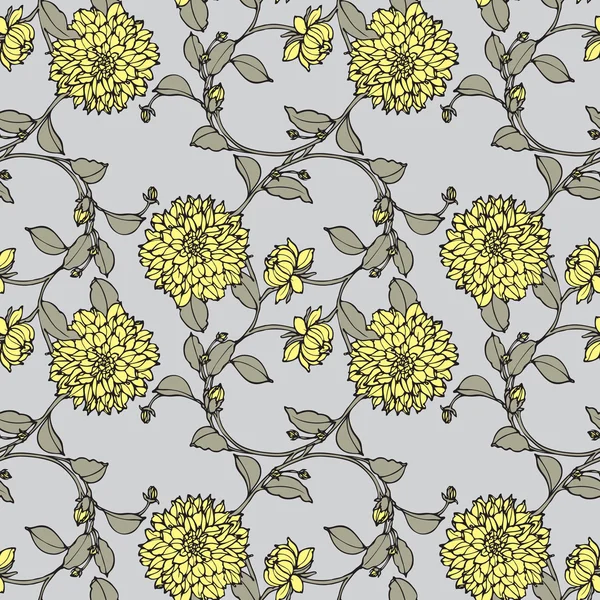 Élégance Modèle sans couture avec des fleurs de chrysanthème — Image vectorielle