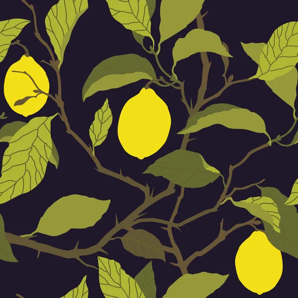 Rama de limones con hojas — Vector de stock