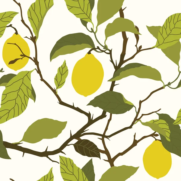 Rama de limones con hojas — Vector de stock