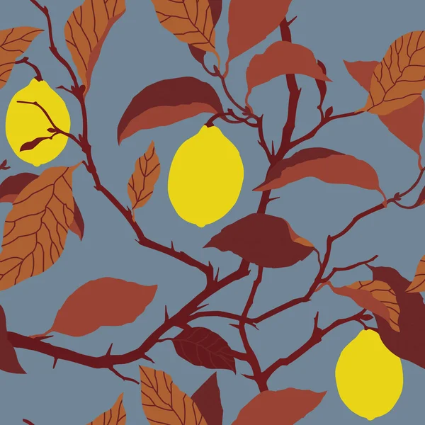 Branche de citrons aux feuilles — Image vectorielle