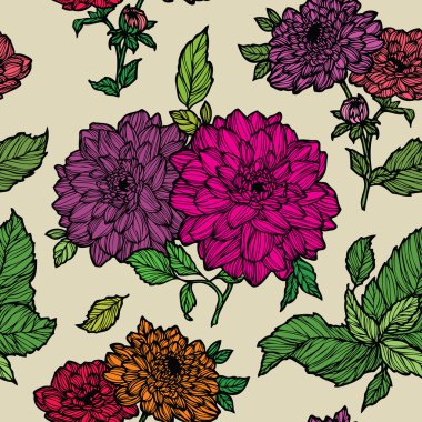 Krizantem çiçek süsleme ile Seamless Modeli