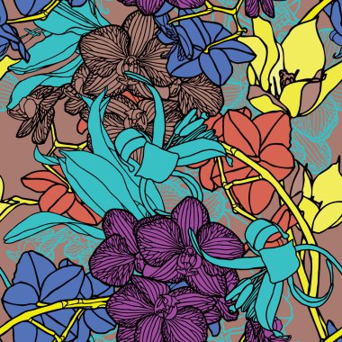 çiçek orkide ile Seamless Modeli