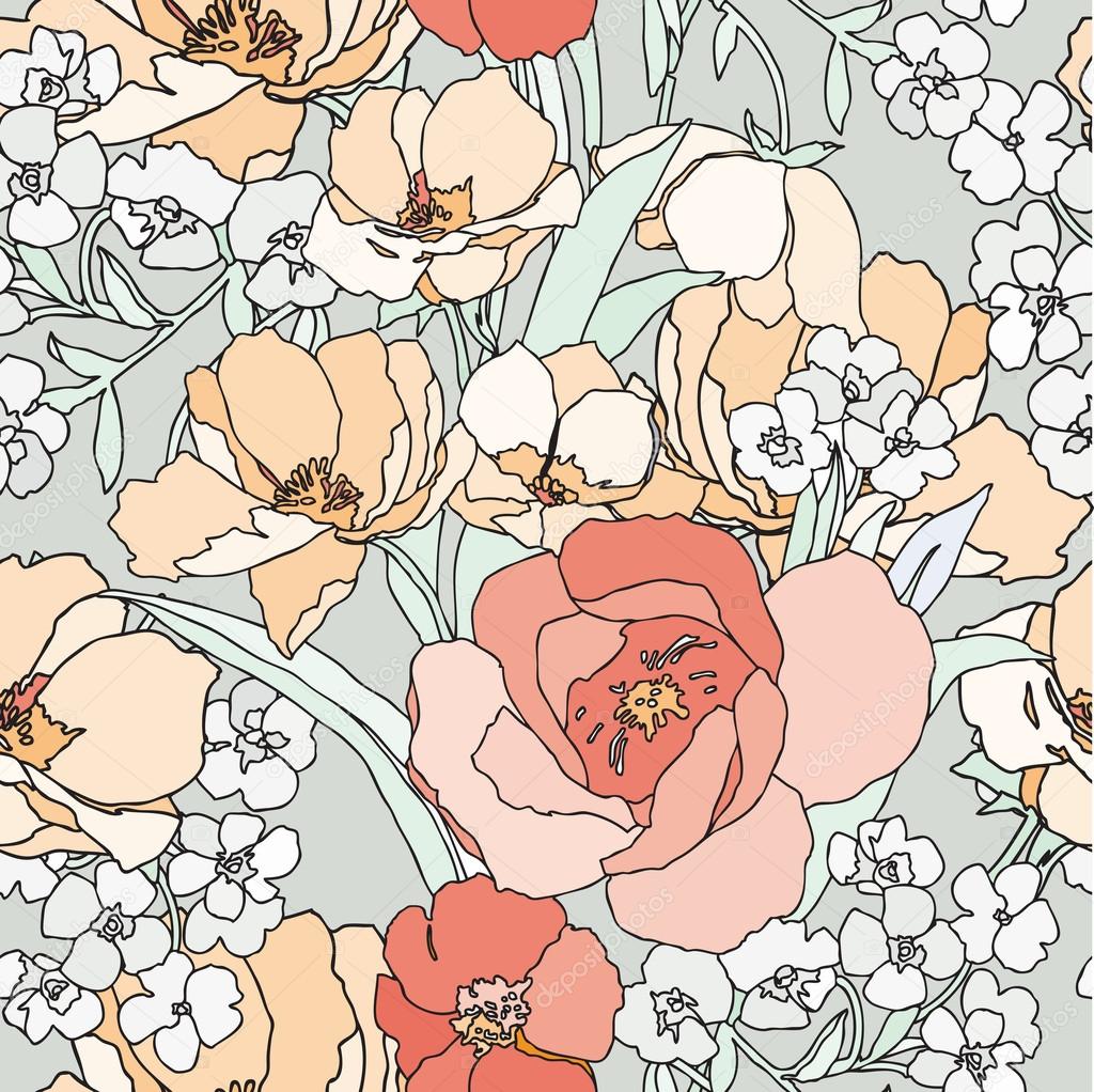 Seamless pattern with flowers roses