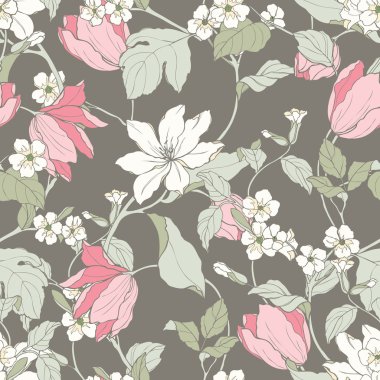 çiçekler Manolya ve Lale ile Seamless Modeli