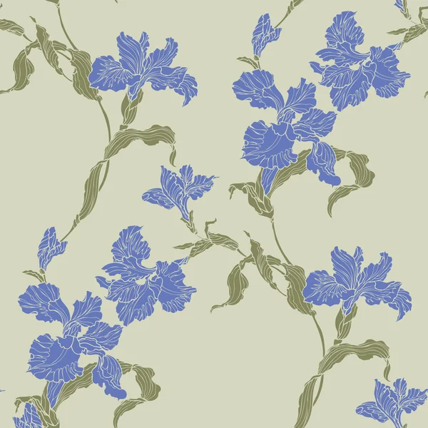 Seamless mönster med violett iris blomma — Stock vektor