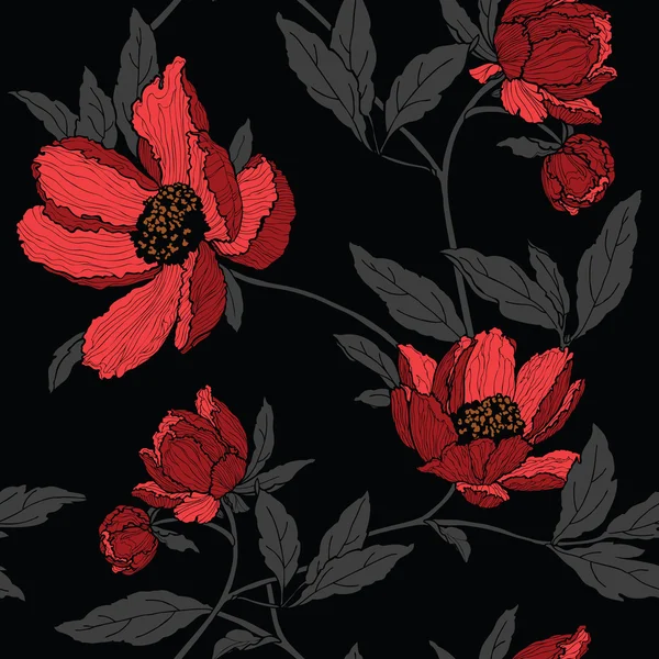 Patrón sin costuras con flores rosas — Vector de stock