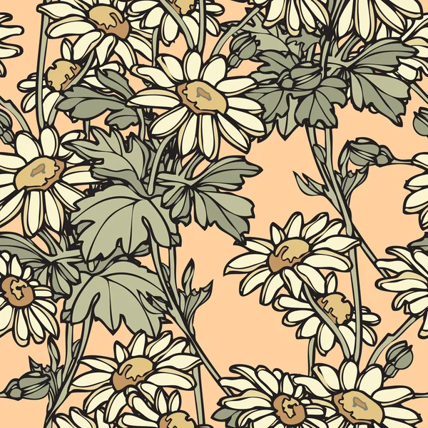 Mooie daisy naadloze achtergrond — Stockvector