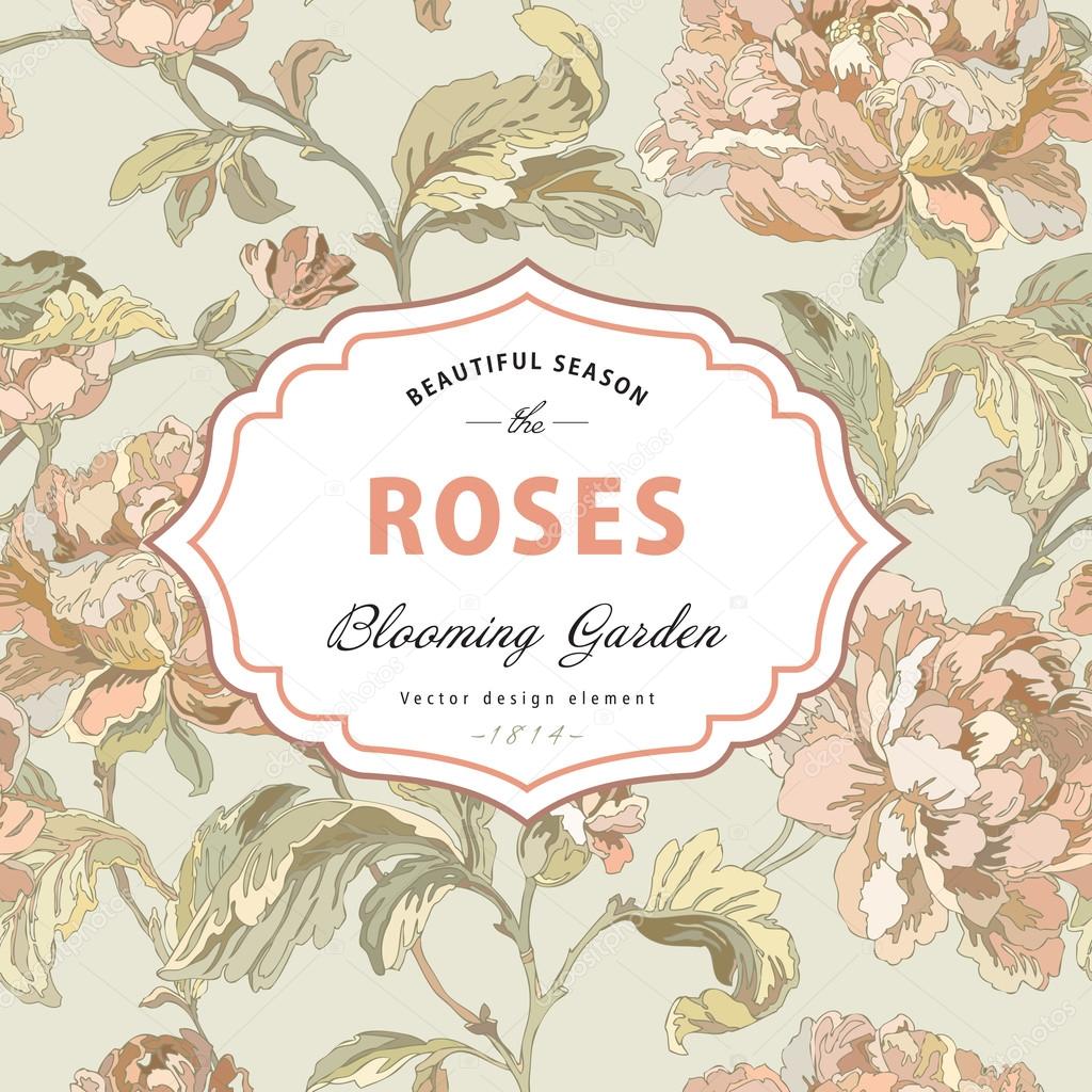 Vintage vector frame with roses.