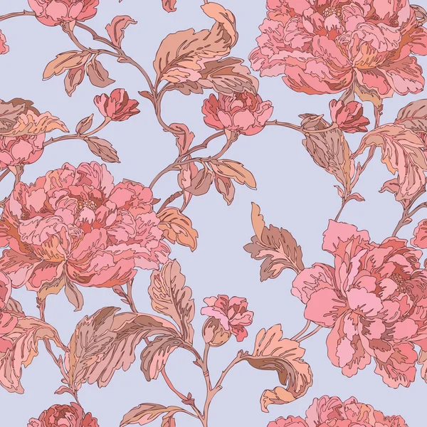 Modèle sans couture avec des fleurs roses — Image vectorielle