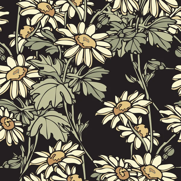 夏のカモミールの花のパターン — ストックベクタ