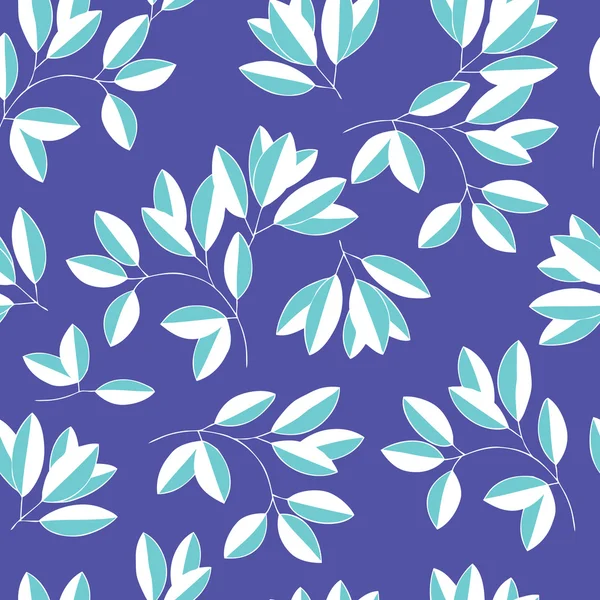 Patrón floral con hojas blancas — Vector de stock