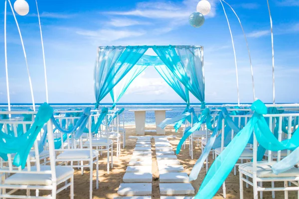 Bali Tropical Destination Beach Wedding Canopy Chairs Decoration Sea — Stock Photo, Image