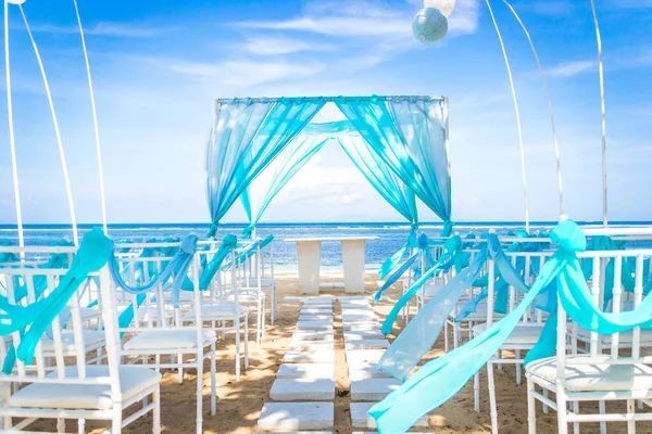 Bali Tropical Destination Beach Wedding Canopy Chairs Decoration Sea — Stock Photo, Image