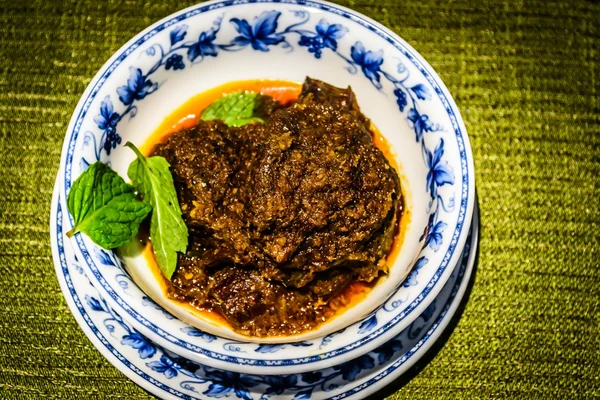 Comida Peranakan Rendang Sapi Beef Rendang — Foto de Stock