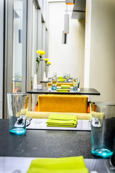 Table setting in casual dining restaurant