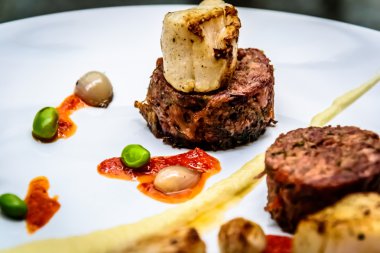 Kızarmış kuyruklu Terrine ve tarak