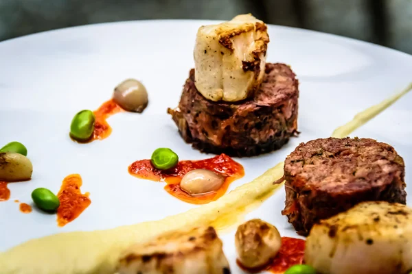 Kızarmış kuyruklu Terrine ve tarak