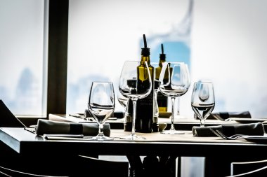 Modern çağdaş yüksek sınıf güzel yemek Restoran iç 