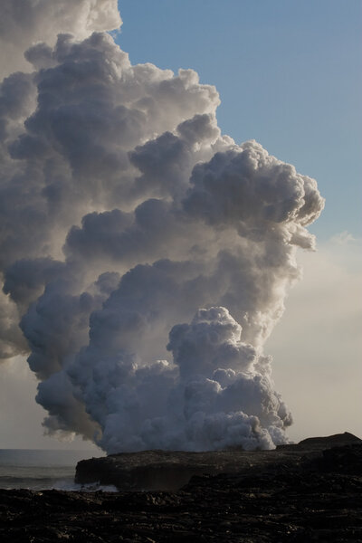 Steam eruption from volcanic activity