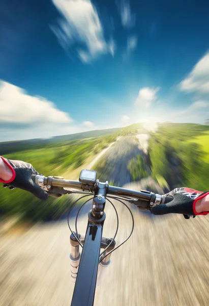 Fast ride on mountain rocks. — Stock Photo, Image