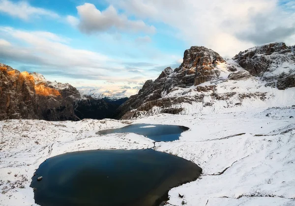 Bergpanorama Den Dolomiten Italien Seen Tal Schöne Naturlandschaft Den Bergen — Stockfoto