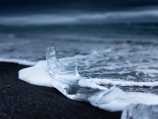 Diamond Beach Islandia Hielo Sobre Arena Negra Playa Bahía Del — Foto de Stock