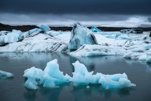 Jokulsarlon Gleccser Lagúna Vatnajokull Nemzeti Park Izland Óceánöböl Jéghegyek Nyári — Stock Fotó