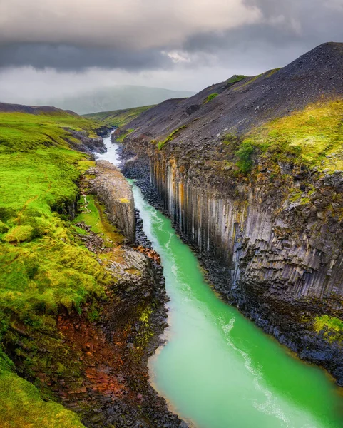 Studlagil Basaltschlucht Island Der Berühmteste Und Beliebteste Ort Islands Großer — Stockfoto