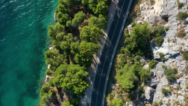 Vue Route Long Côte Depuis Drone Voyagez Voiture Été Côte — Video