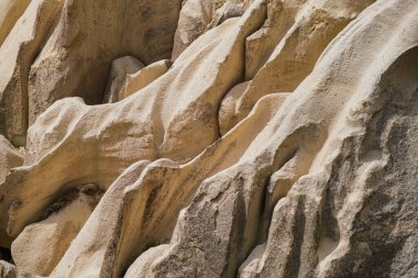 Arka plan olarak kayaların çizgileri. Doğa dokusu. Kapadokya, Türkiye.